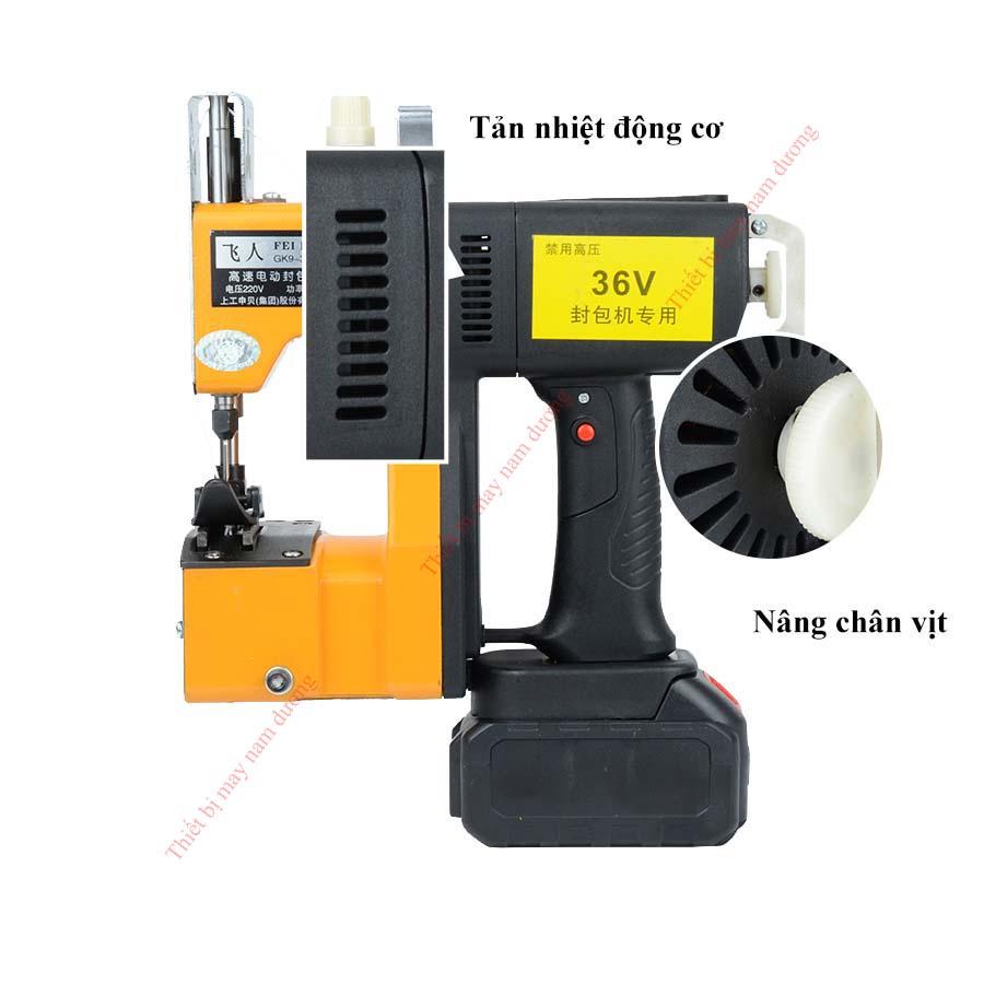 Máy khâu bao cầm tay chạy pin GK9-500 may nhiều loại bao nhỏ gọn tiện lợi > pin sạc nhanh