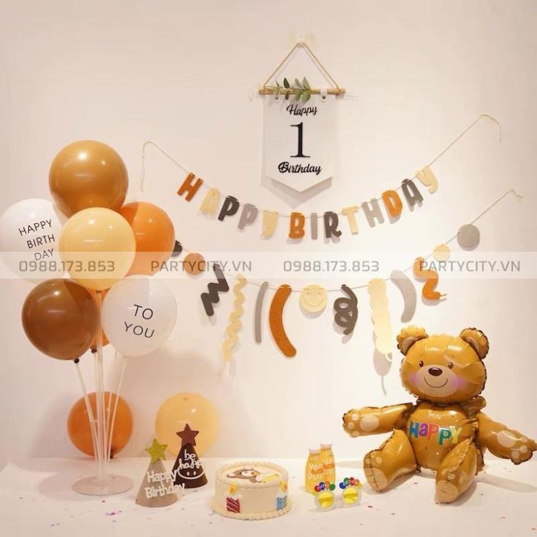 Set trang trí sinh nhật Handmade kiểu Hàn Quốc tone màu phù hợp mọi lứa tuổi