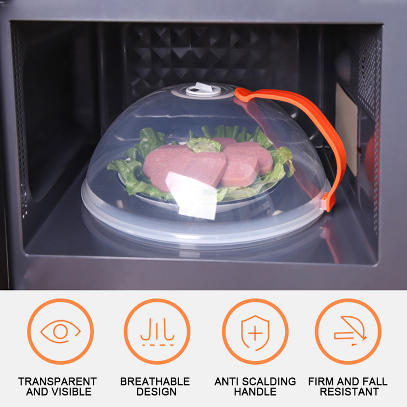 Nắp đậy Lò Vi Sóng chống bám bẩn - Nhựa PC dẻo. Dụng cụ nhà bếp Tiện dụng Đa Năng dùng như lòng bàn bảo vệ thực phẩm trên bàn ăn, chịu nhiệt cao đến 200°C, chống văng và bám bẩn trong lò vi sóng Microwave
