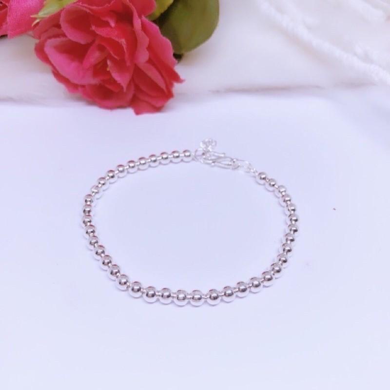 Lắc tay nữ bạc ta- lắc tay bi tròn 3 ly có bảo hành