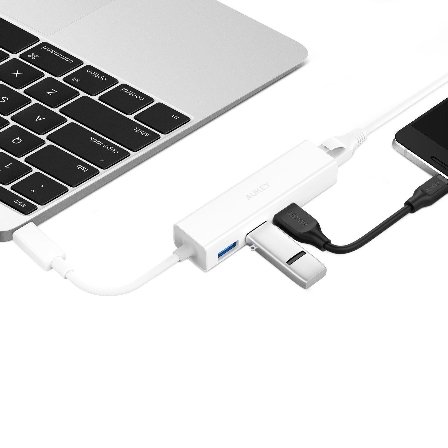 Hub Chia Cổng Type C Sang USB Aukey CB-C17 3 Cổng USB 3.0 Và 1 Cổng Gigabit Ethernet - Nhà Phân Phối Chính Thức