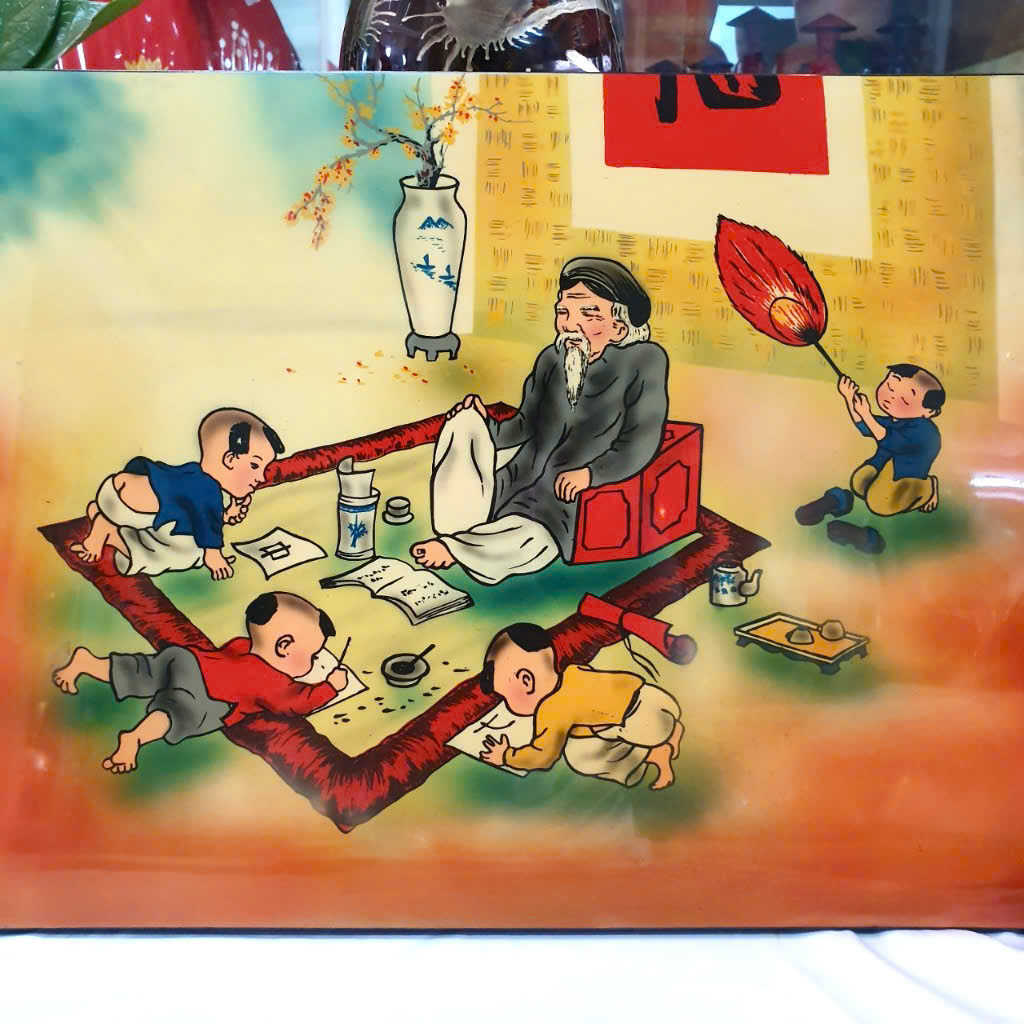 Tranh sơn mài - THẦY ĐỒ - Size 30x40 cm - Hình ảnh truyền thống – Hồn Việt xưa qua nét sơn mài thủ công
