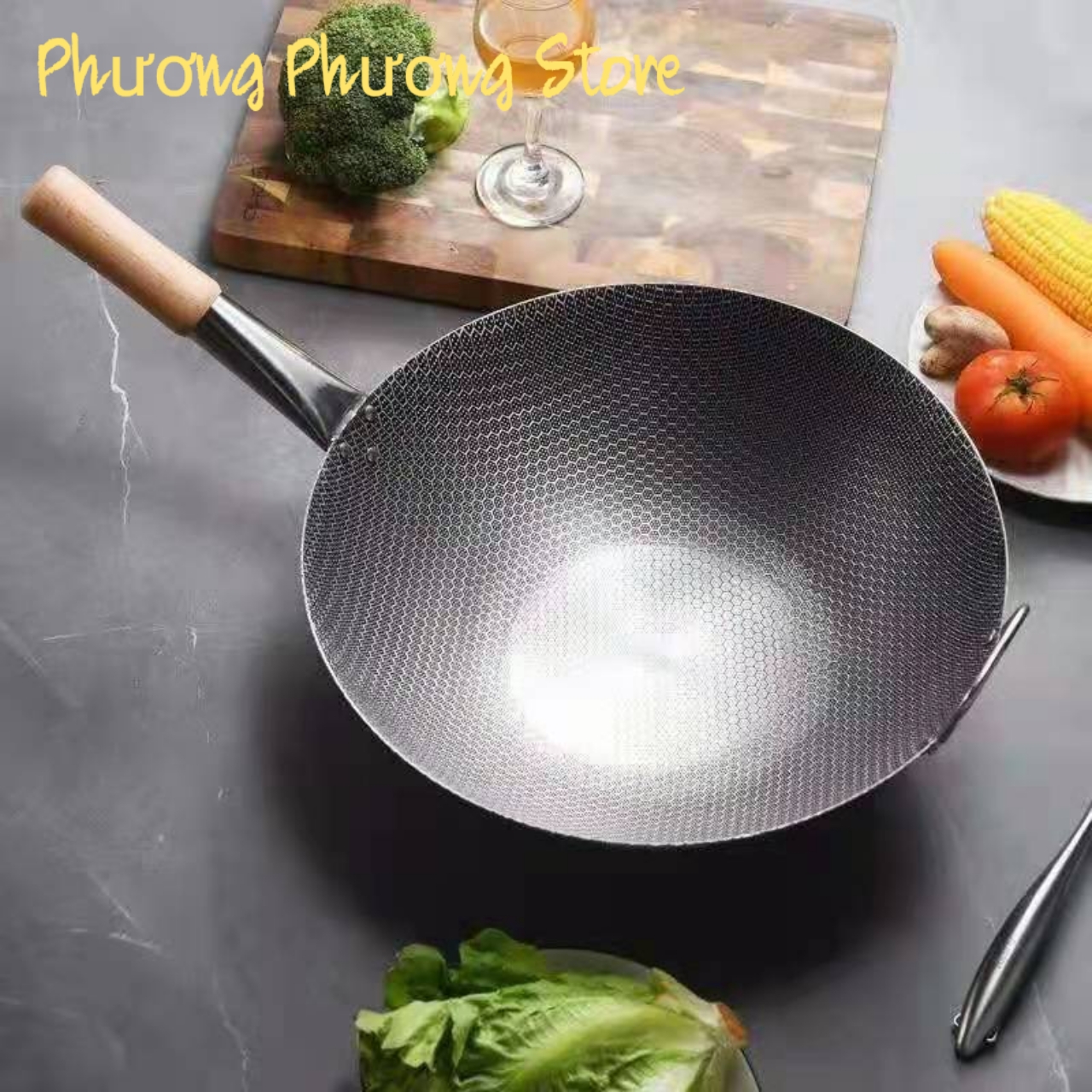 CHẢO QUAI INOX 304 CAO CẤP HÀNG DẦY BỀ MẶT NHÁM TỔ ONG CHỐNG DÍNH TUYỆT ĐỐI