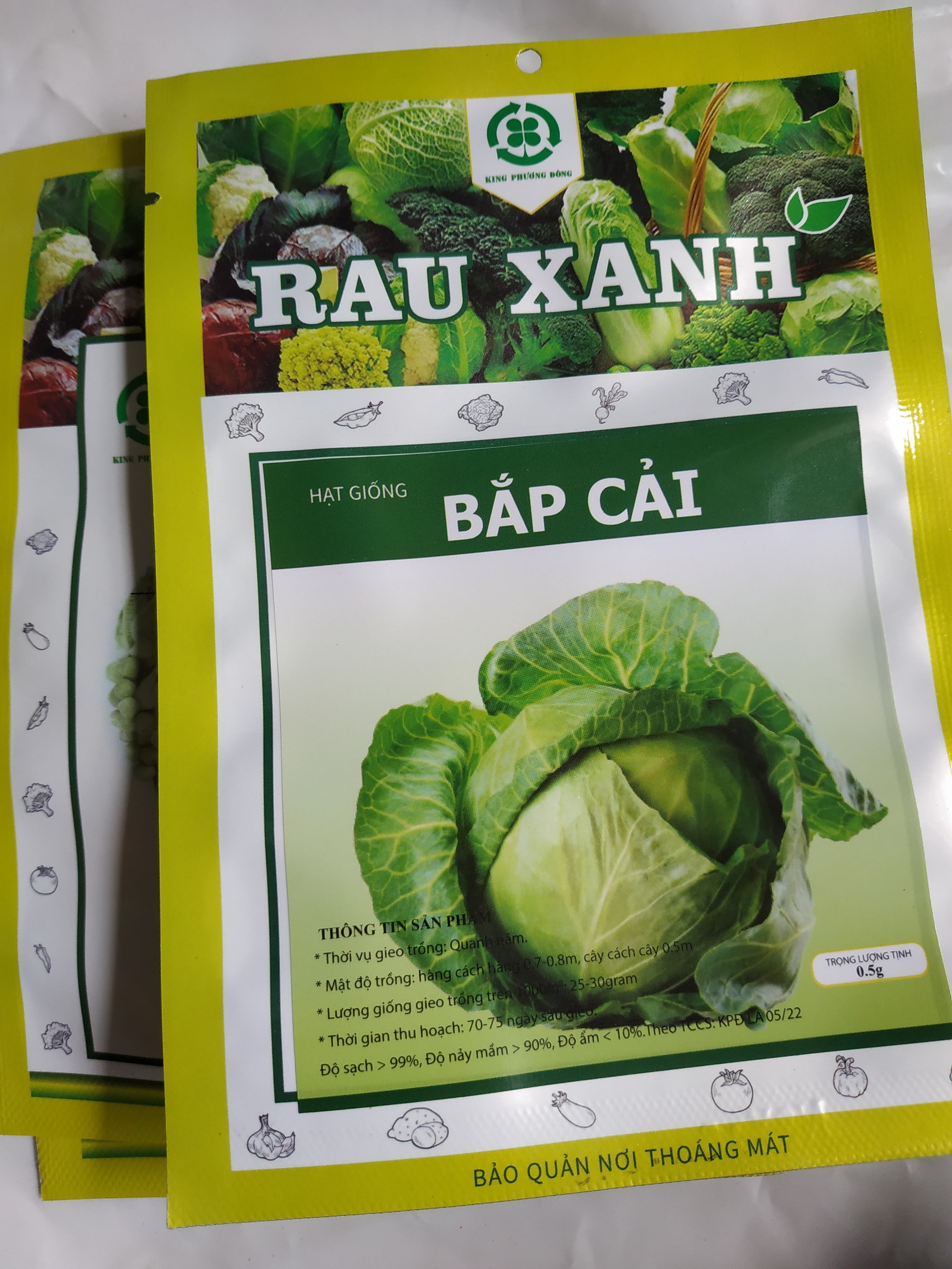 Combo 5 gói Hạt giống BẮP CẢI - gói 0.5 gram
