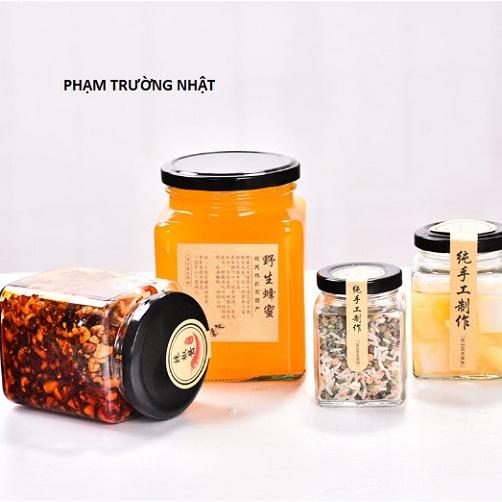 Hũ Vuông Thủy Tinh 750ml , 500ml , 380ml , 280ml , 200ml | Tuỳ chọn màu nắp
