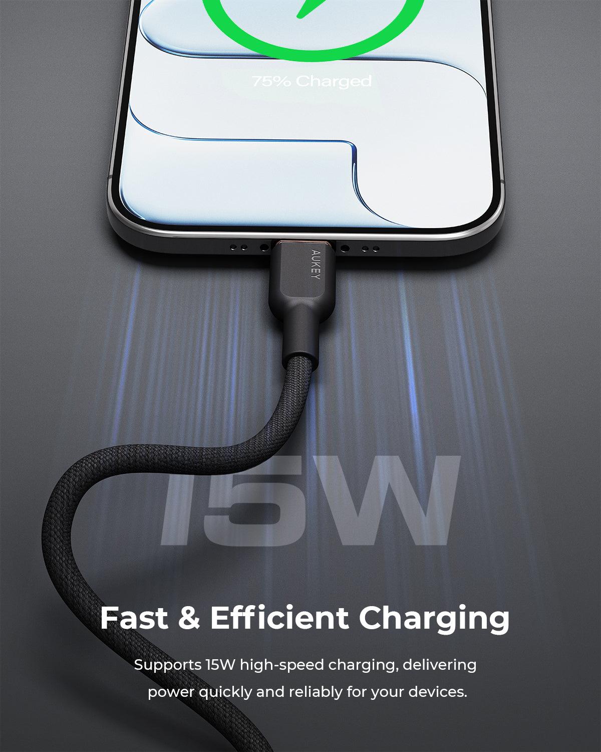 Cáp Sạc Nhanh Aukey CB-DAC04 / CB-DAC05 USB-A To USB-C (15W) - Hàng Chính Hãng