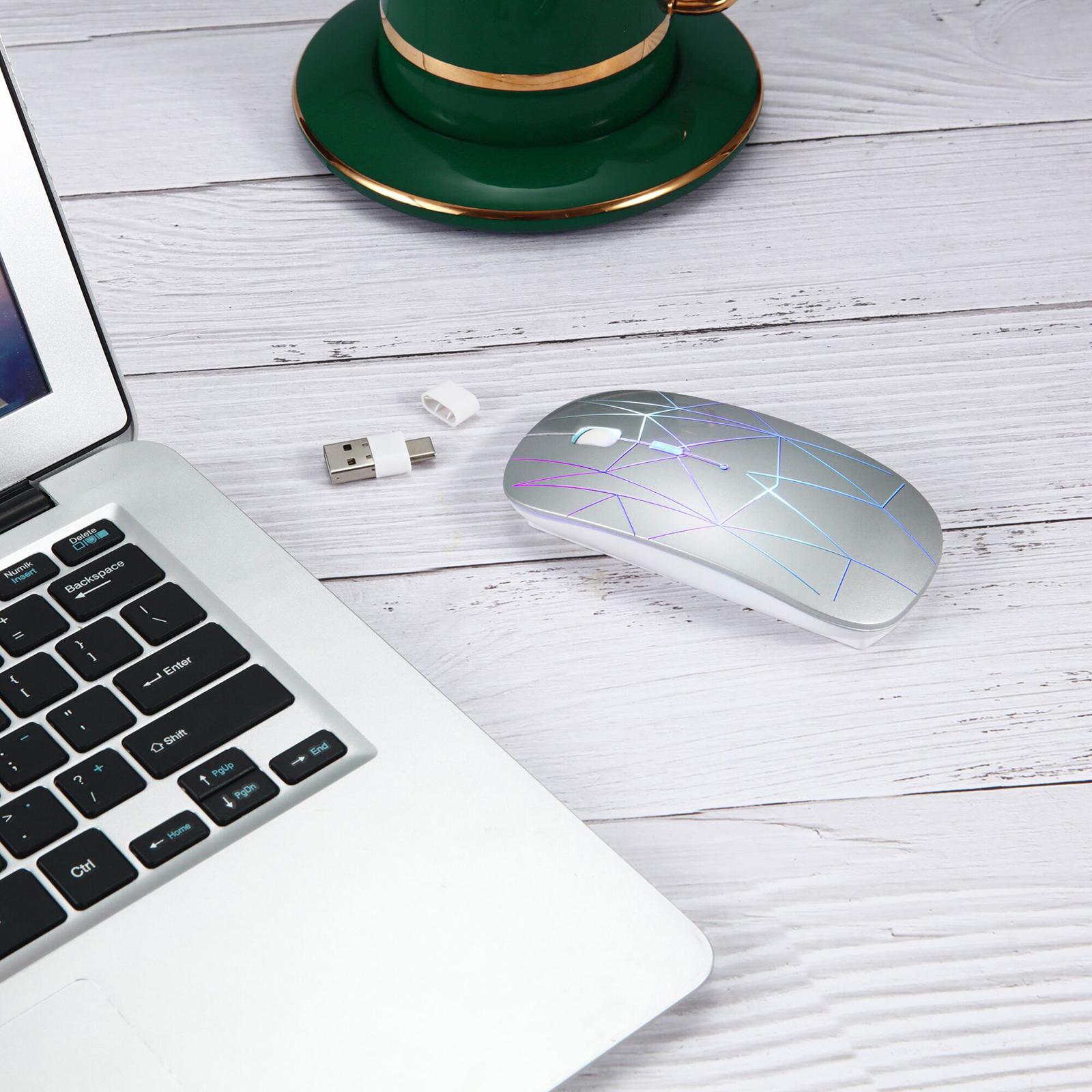 LED Wireless Mouse USB Charging 4 Button Portable LED Lights 2.4G PC