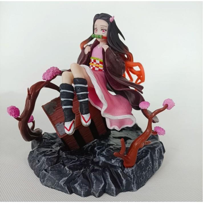 Mô hình Figure Kimetsu no Yaiba - Demon Slayer Kamado Nezuko ngồi hộp gỗ đẹp 20cm