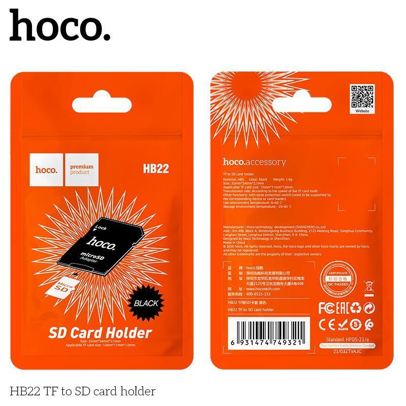 Vỏ thẻ nhớ Micro SD Hoco HB22, áo đọc thẻ SD (TF) sang SD dùng cho máy ảnh, laptop hàng chính hãng Phụ Kiện Camera