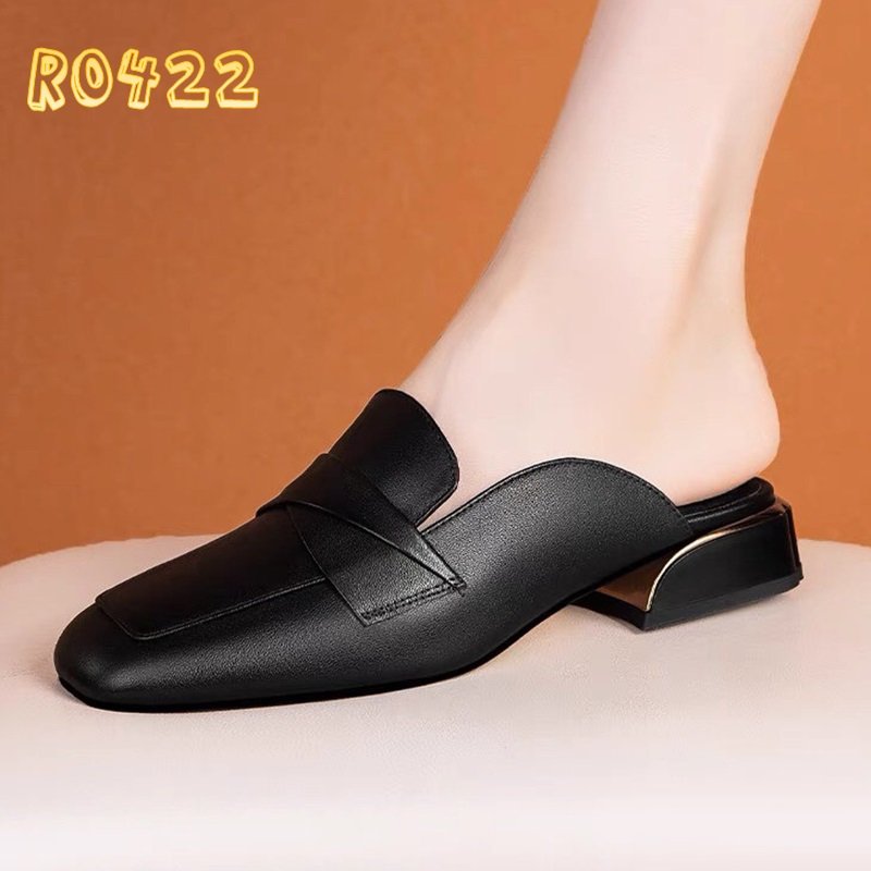 Dép nữ cao gót sandal quai ngang 2 phân hàng hiệu rosata hai màu đen nâu ro422