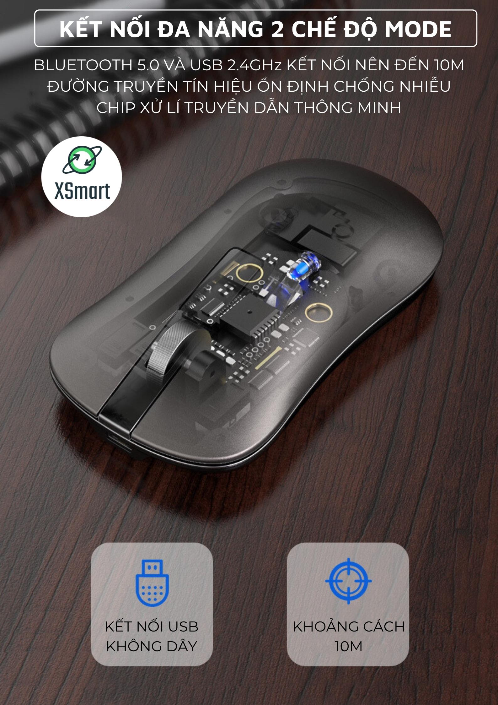 Chuột Bluetooth Không Dây Pin Sạc M500 Wireless 2 Chế Độ, Thiết Kế Mỏng Nhẹ-Hàng Chính Hãng