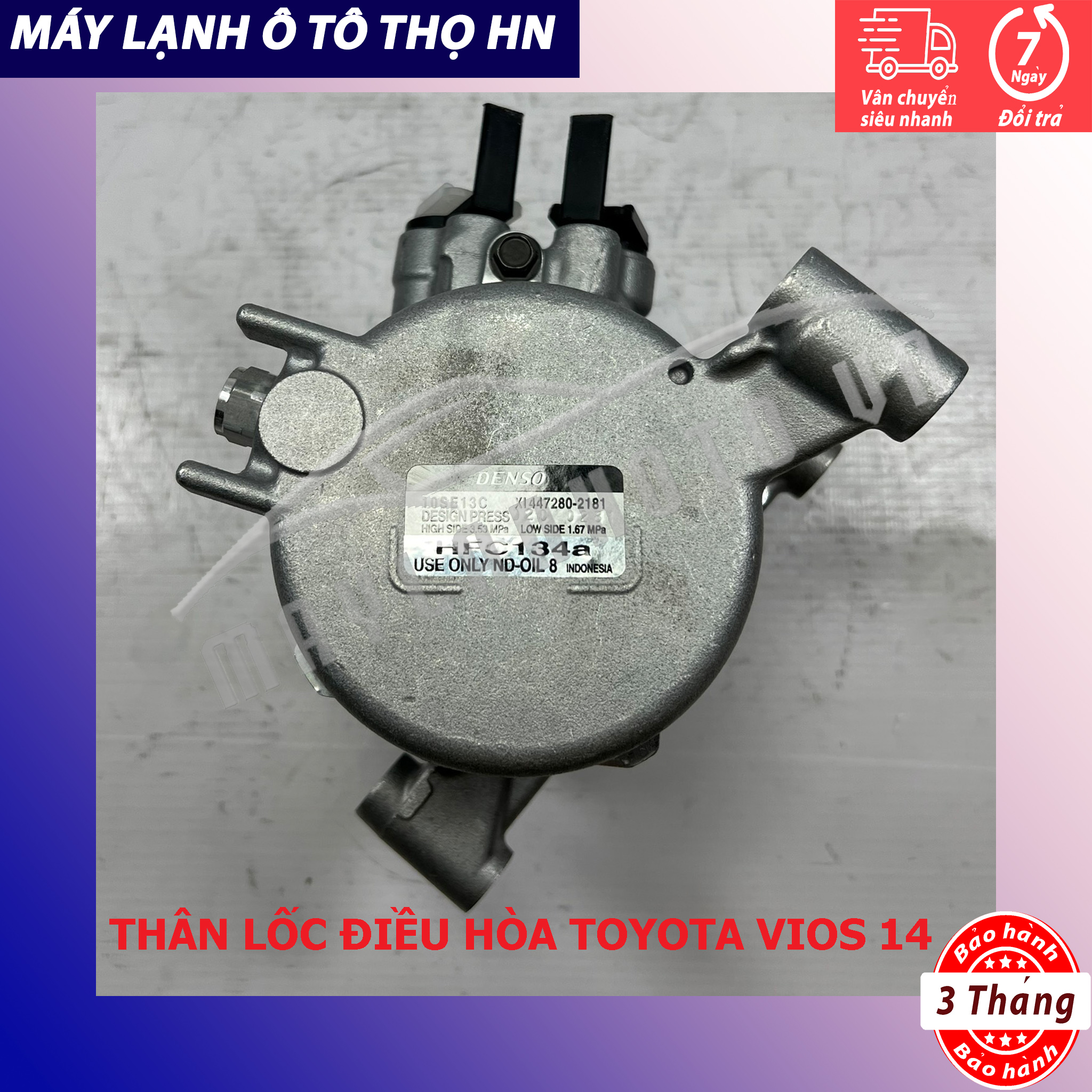 Lốc điều hòa Toyota Vios 2013 2014 2015 không bộ đầu hàng Denso Indonesia 13 14 15