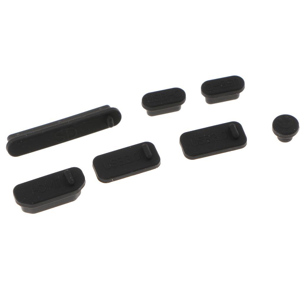 14 Pieces USB HDMI Audio Port Dustproof Plug Cover for PC Black + Red