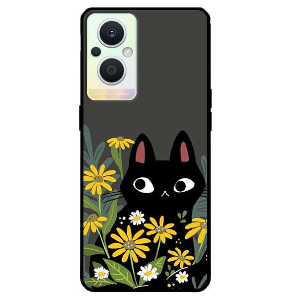 Ốp lưng dành cho Oppo Reno7 Z 5G / A96 5G / OnePlus Nord N20 5G - Mèo Đen Hoa Vàng