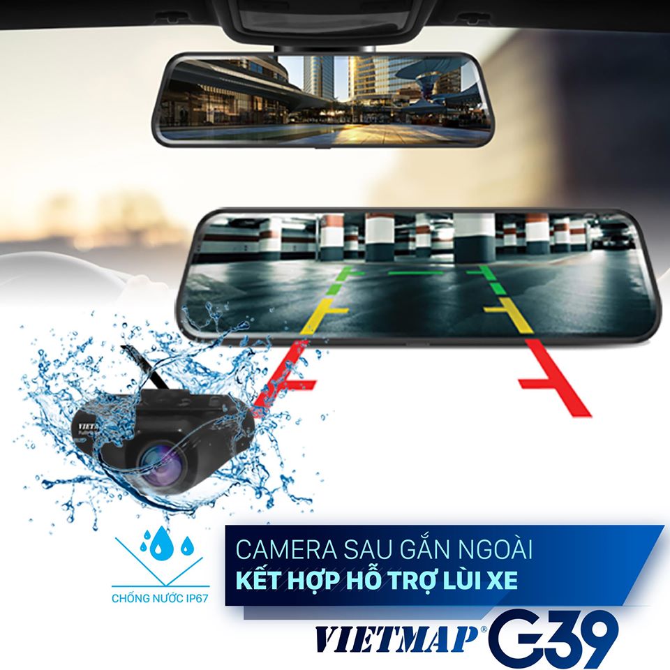 Vietmap G39 - Camera hành trình Dạng gương TRÀN VIỀN điện tử thông minh  - HÀNG CHÍNH HÃNG