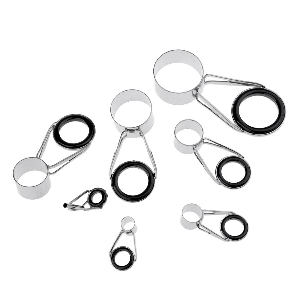 7Pcs/set Ceramic Ring Eyes Fishing Rod Tip Guides Free Stainless Steel Frame