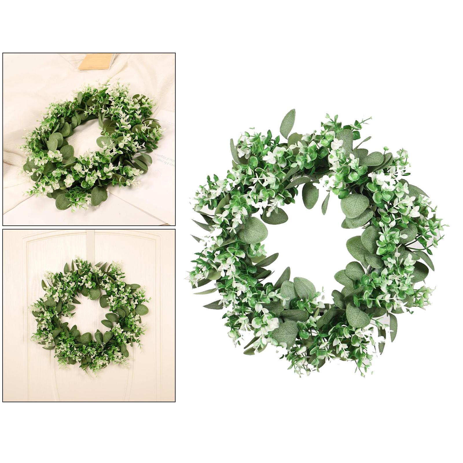 Artificial Plants Wreath Green Leaves Wreath Front Door Style 1