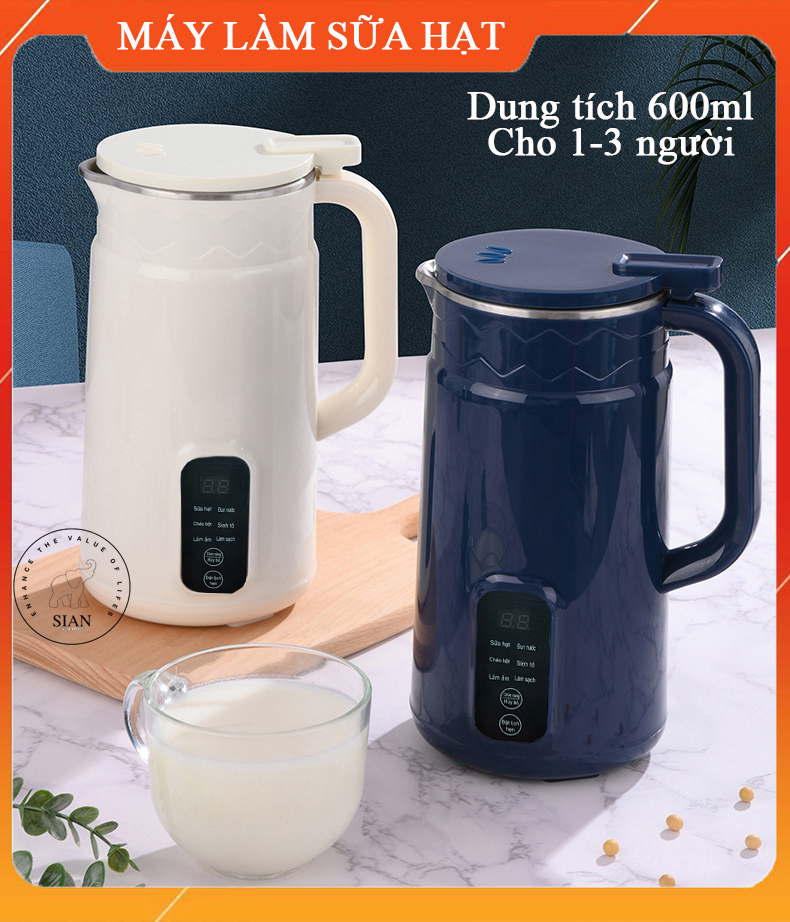 Máy làm sữa hạt mini 800ml đủ cho 1-3 người, máy nấu sữa hạt đậu nành, nấu cháo cho bé, máy xay sinh tố đa năng - Hàng nhập khẩu.