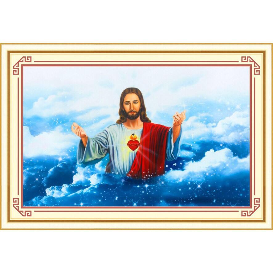 Tranh thêu chữ thập 5d Chúa Jesus ban ơn chưa thêu