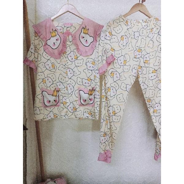 Bộ Đồ Pijama nữ lụa latin Bộ tiểu thư cộc dài áo