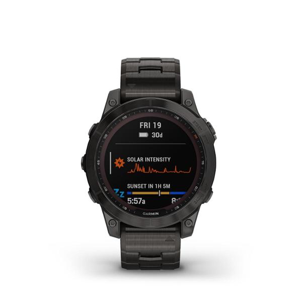 Đồng hồ thông minh fenix 7X, Sapphire, Solar, Màu xám Carbon viền Titanium với dây Silicone, - Hàng Chính Hãng