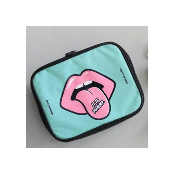 Túi du lịch đựng mỹ phẩm vải dù chống thấm hoạ tiết hình môi