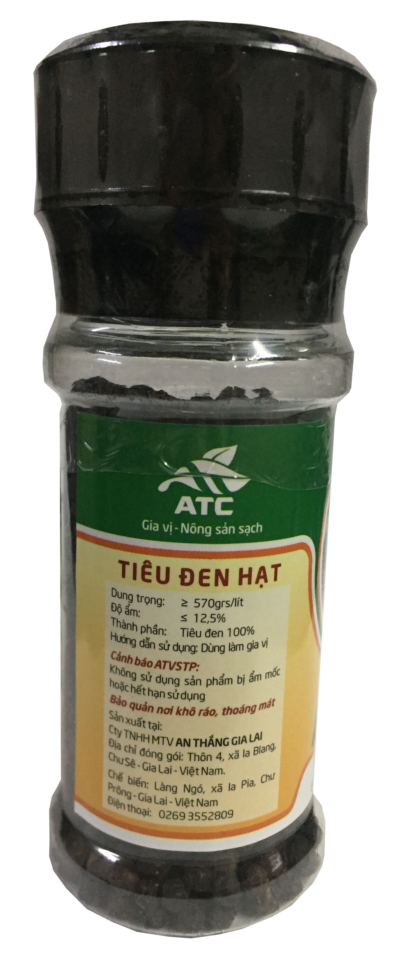 Tiêu đen hạt ATC chai 50g nắp cối xay