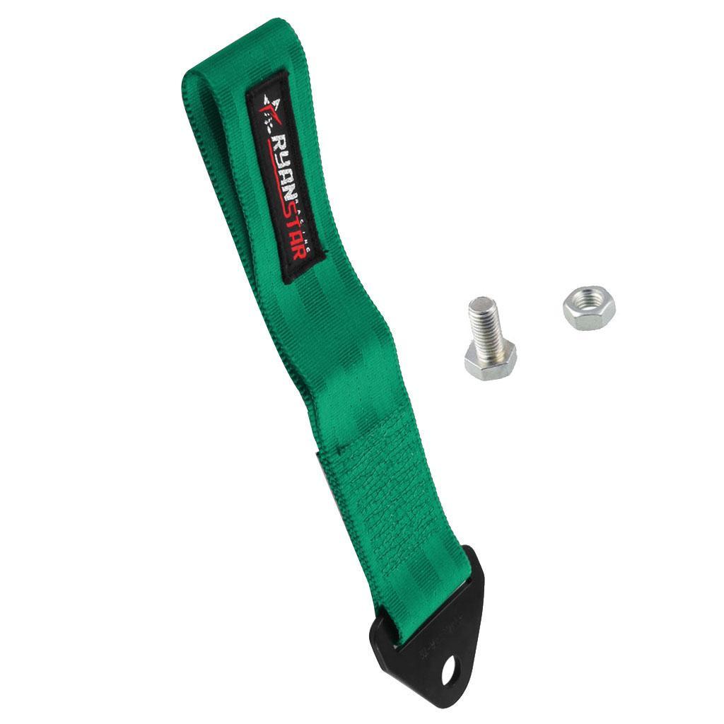 Easy Install  Car Tow Strap Set Front/Rear Bumper Hook Green