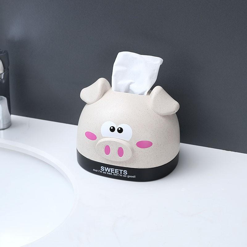 Hộp Đựng Khăn Giấy Để Bàn Hình Chú Heo Dễ Thương Và Nước Rửa Tay Kèm Khăn Giấy