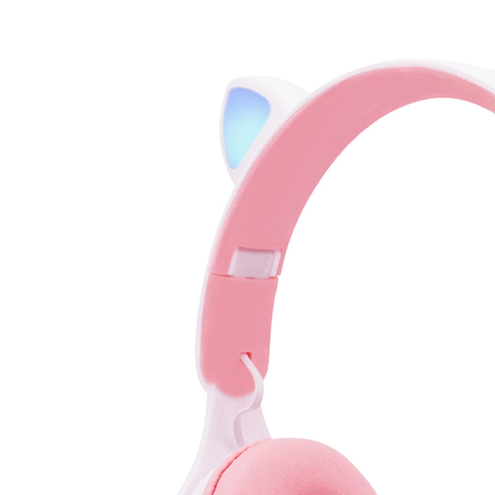 2 Sets Cat Ear LED Light Up Over-Ear Foldable Wireless Headphones with Microphone