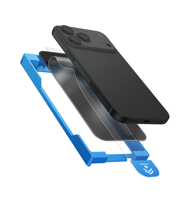 Bộ Dán Kính Cường Lực UNIQ EXOFit™ VIVID/ PRIVACY Cho iPhone 17 Pro Max Trong Suốt &amp; Chống Nhìn Trộm Kèm Khung Dán Hàng Chính Hãng