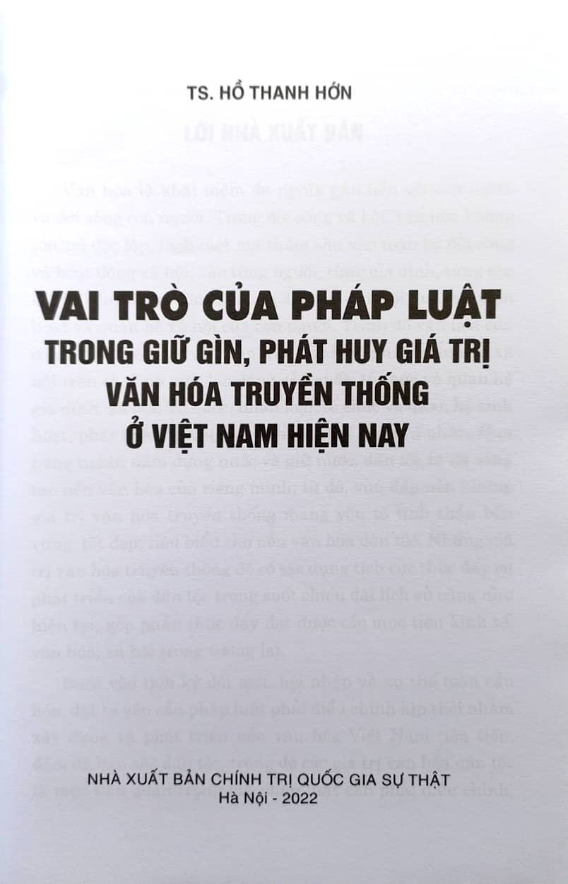 Vai trò của pháp luật trong giữ gìn, phát huy giá trị văn hóa truyền thống ở Việt Nam hiện nay