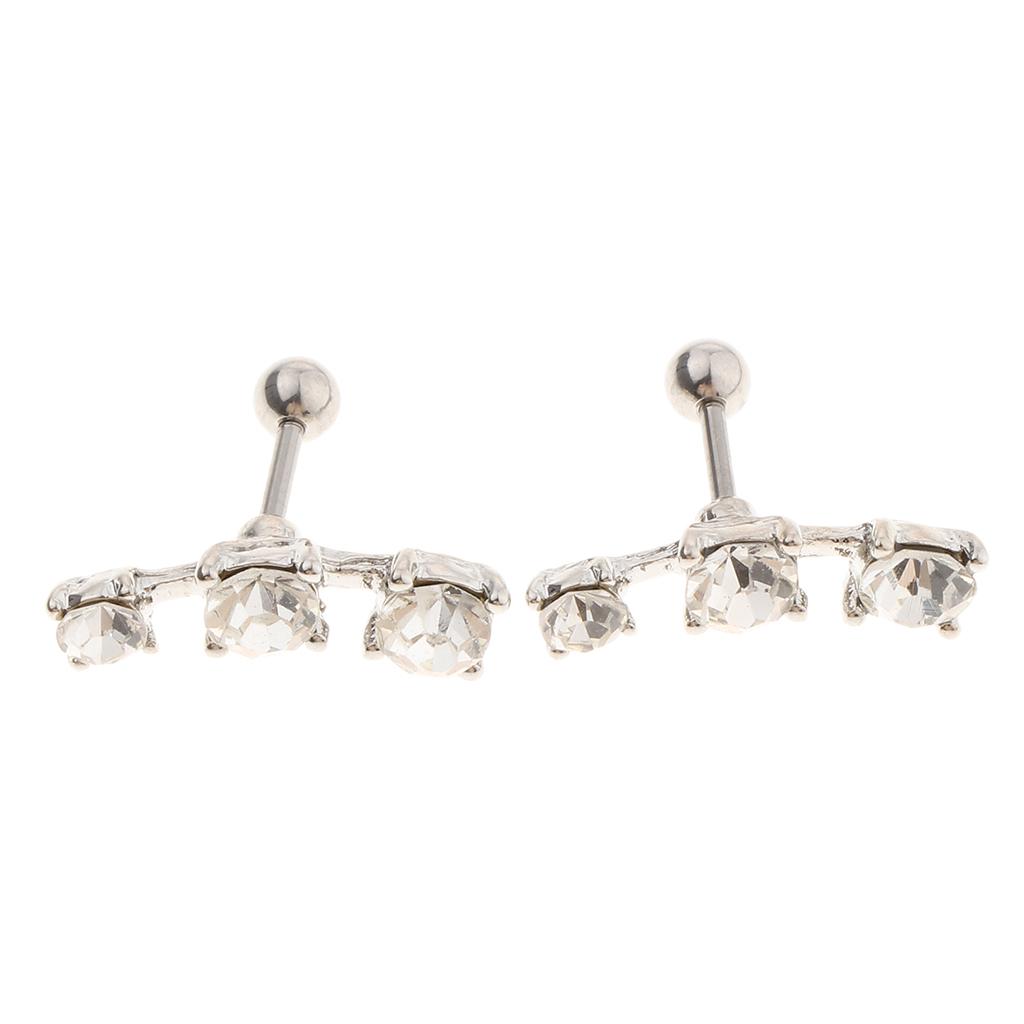 1Pair Stainless Steel Ear Tragus Helix Ear Studs Bar Piercing Jewelry Clear