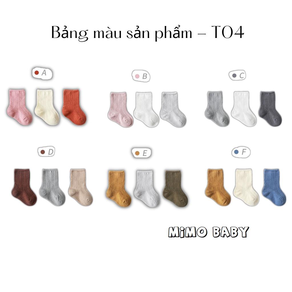 Set 3 đôi tất vớ trơn tone màu hàn quốc cho bé Mimo baby T04