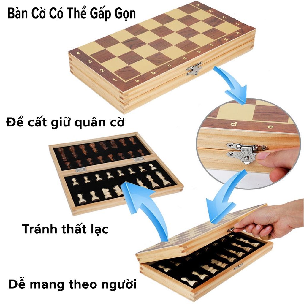 Cờ vua gỗ nam châm cao cấp - Bộ cờ vua nam châm bằng gỗ thông tự nhiên chính hãng D Danido