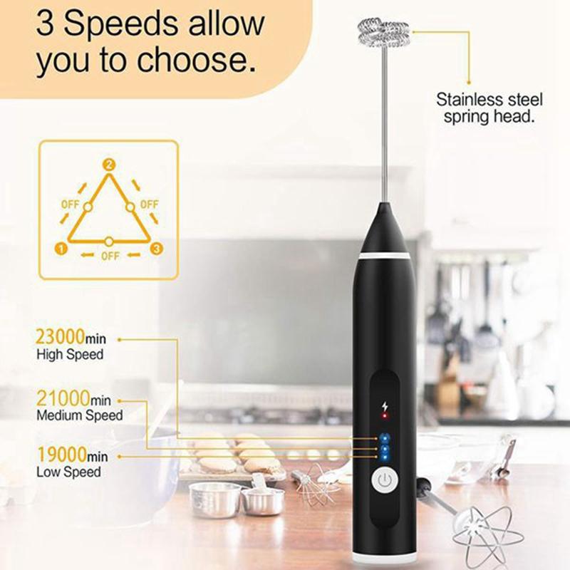 USB Sạc Cà Phê Sữa Drink Frother Sữa Rửa Mặt Foamer 3 Tốc Độ Điện Máy Đánh Trứng Cầm Tay Điện Máy Trộn Thực Phẩm Xay Sinh Tố