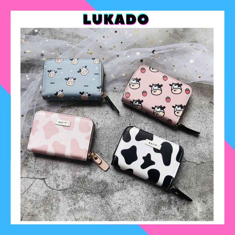 Ví bóp nữ mini bò sữa cute dễ thương giá rẻ nhỏ gọn bỏ túi nhiều ngăn thời trang Hàn Quốc cao cấp đẹp LUKADO VN40