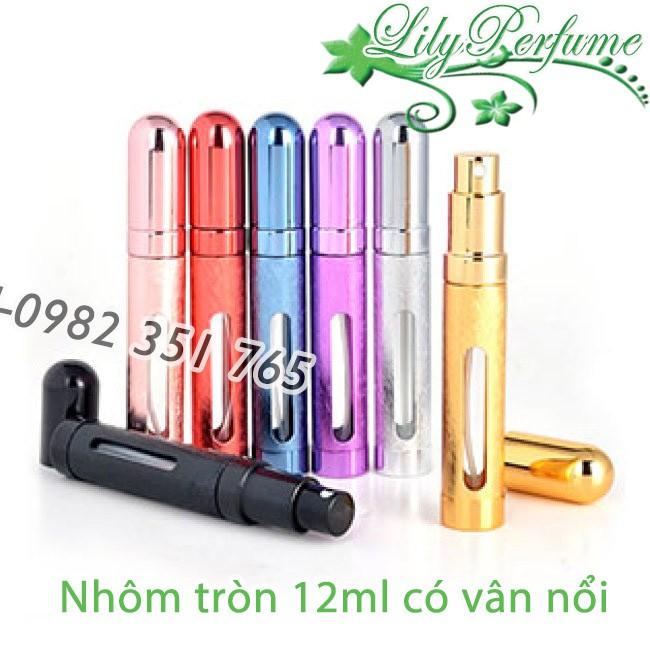 Lọ chiết nước hoa 12ml nhôm tròn có vân nổi