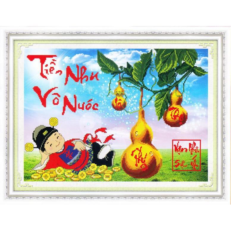 Tranh thêu chữ thập Tiền Vô Như Nước DLH-222879