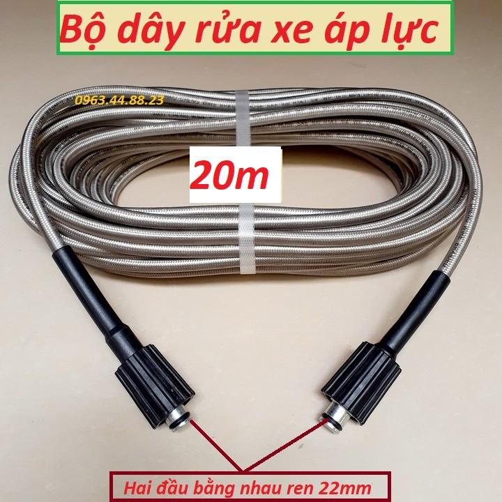 Dây cao áp 7m ,10m,15m, 20m cho máy rửa xe - Tặng Khớp nối dài