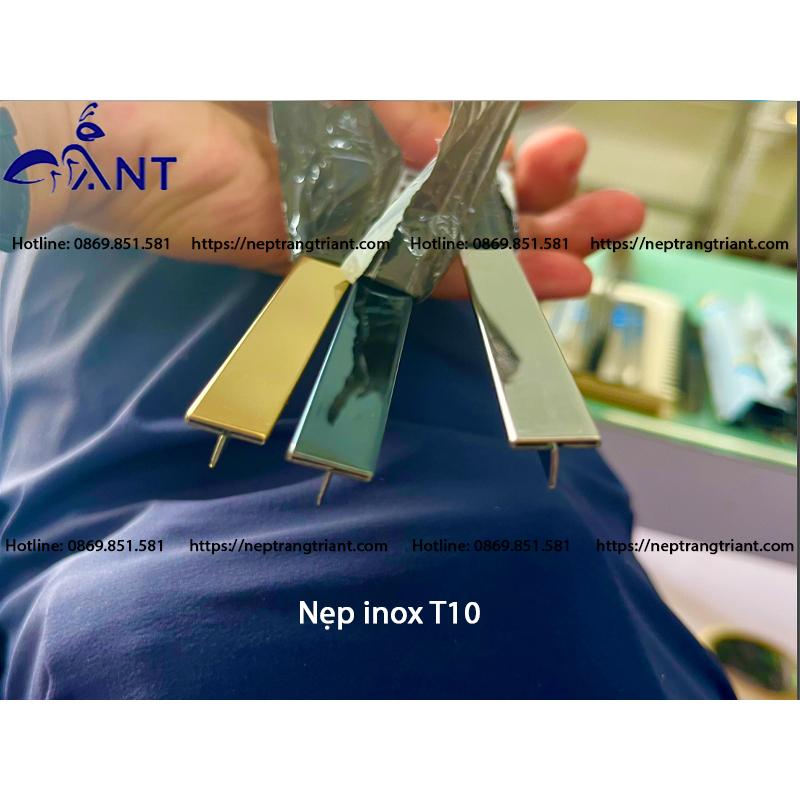 Nẹp Inox T10 Đen Xước, Nẹp trang trí, nẹp bảo vệ, nẹp inox T10 bào chấn vuông cạnh, dày 0.8, thanh dài 2m44