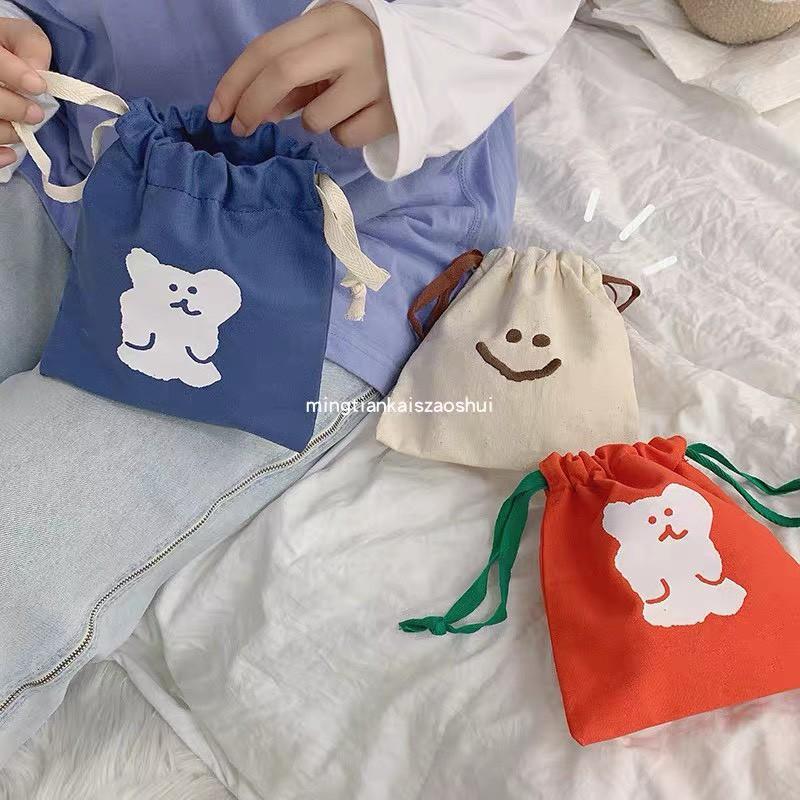 Túi vải dây rút đựng đồ dùng tiện lợi 7 mẫu cute kích thước 18*16 cm