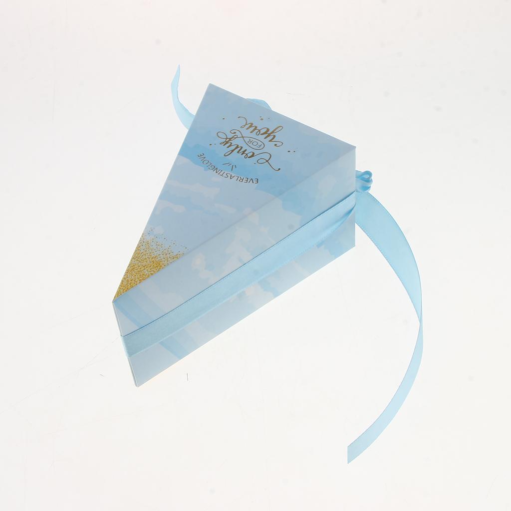 10 Pieces Triangle Design Candy Boxes Gift Boxes Wedding Favors Blue