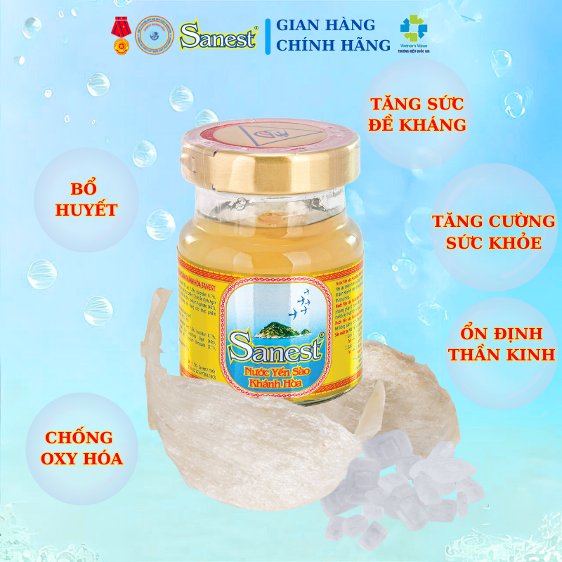 [Hộp 6 lọ] Nước Yến sào Khánh Hòa Sanest Nhân sâm lọ 70 ml