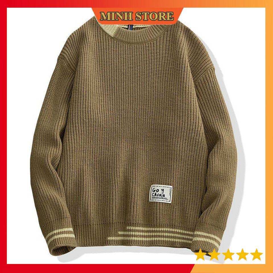 Áo len nam dài tay vá gấu cá tính, áo len nam chất liệu cao cấp phong cách trẻ trung AL06 - MINHSTORE