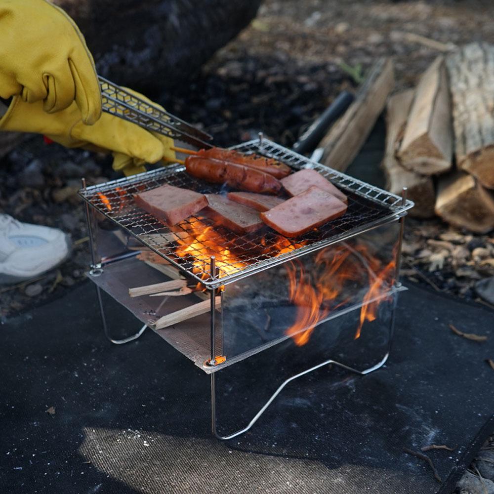 Bếp lò di động ngoài trời đốt than bằng thép không gỉ dành cho cắm trại, picnic