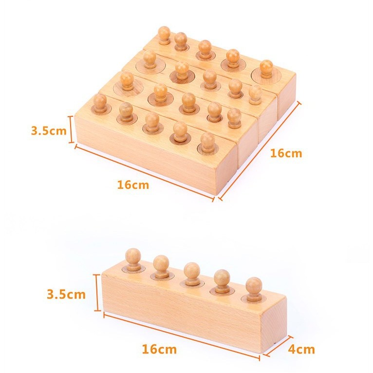 Đồ Chơi Gỗ - Set 4 Bộ Núm Trụ Montesori Phân Biệt Màu Sắc Kích Thước