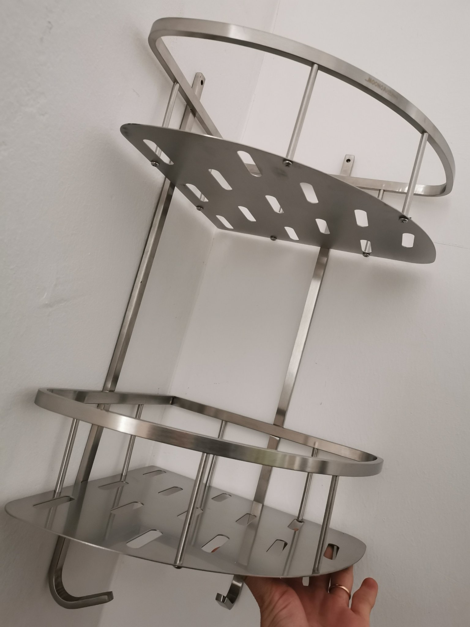 KỆ GÓC 2 TẰNG ĐỂ MỸ PHẨM PHÒNG TẮM INOX