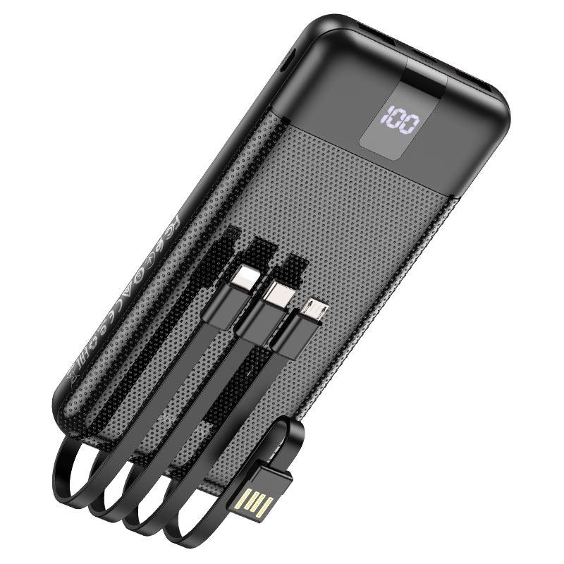 Sạc dự phòng borofone BJ20 10.000mAh - Hàng Chính Hãng kèm cáp sạc 3 cổng Micro/Typec/Lai ning có hiển thị led Pon Case