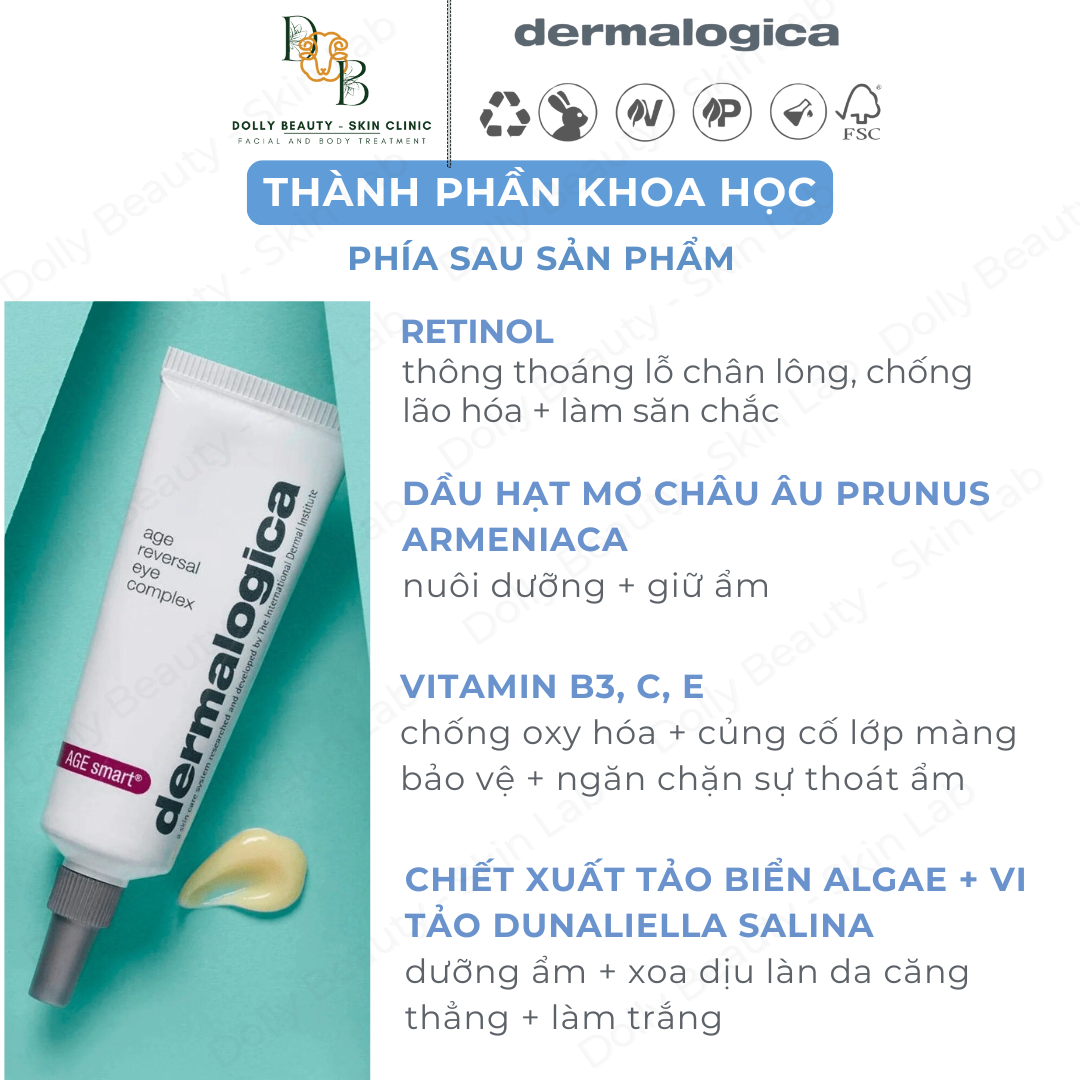 Kem mắt Age Reversal Eye Complex chứa Retinol giảm thiểu nếp nhăn & vết chân chim của Dermalogica - Dolly Beauty